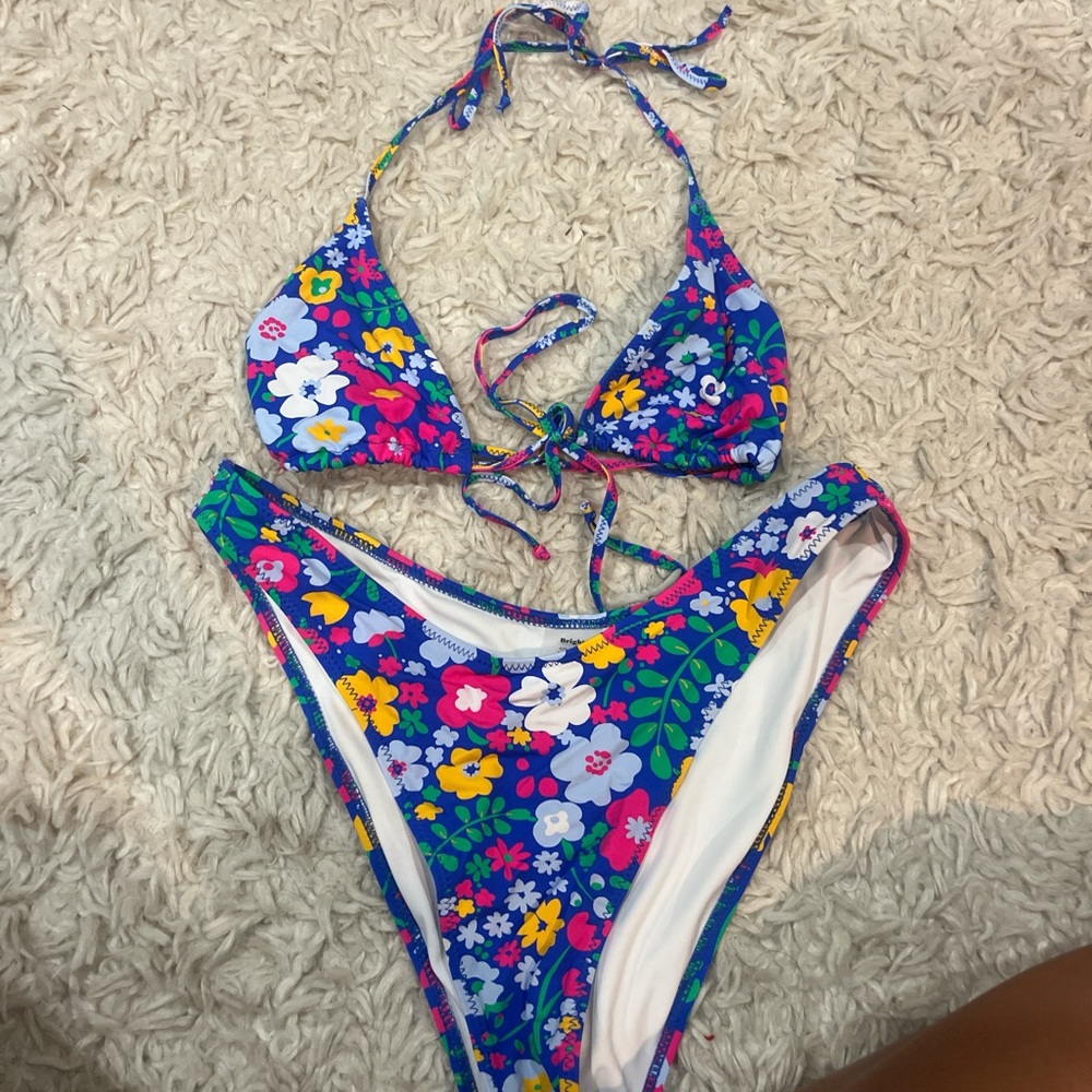 Floral Blue Bikini Set